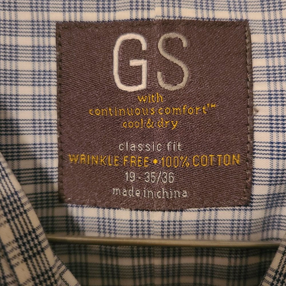 DXL Gold Series Wrinkle-Free Cool & Dry Blue Check Dress Shirt